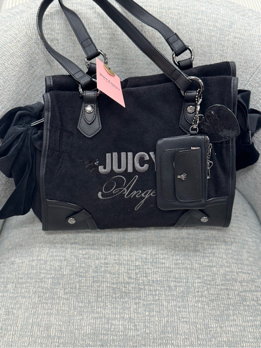 Juicy Couture Black 'Juicy Angel' Tote Bag with Charm